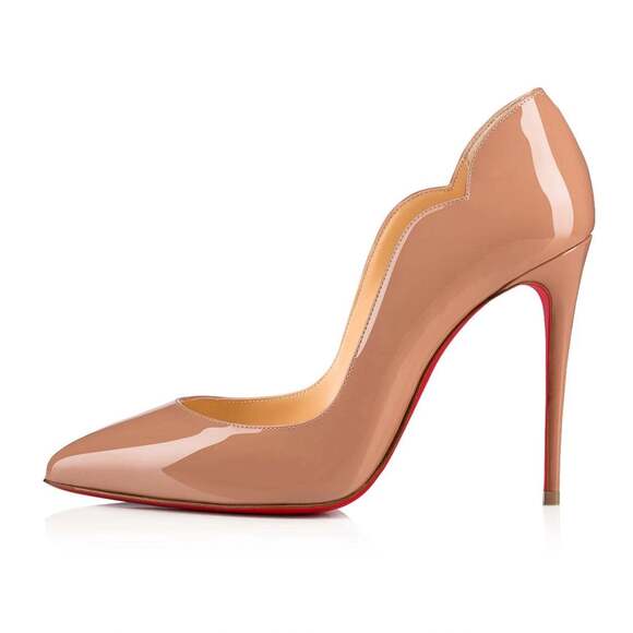 Christian Louboutin Hot Chick 100 Nude Patent Leather Pointed Toe Heel Pump 38 - Picture 3 of 12